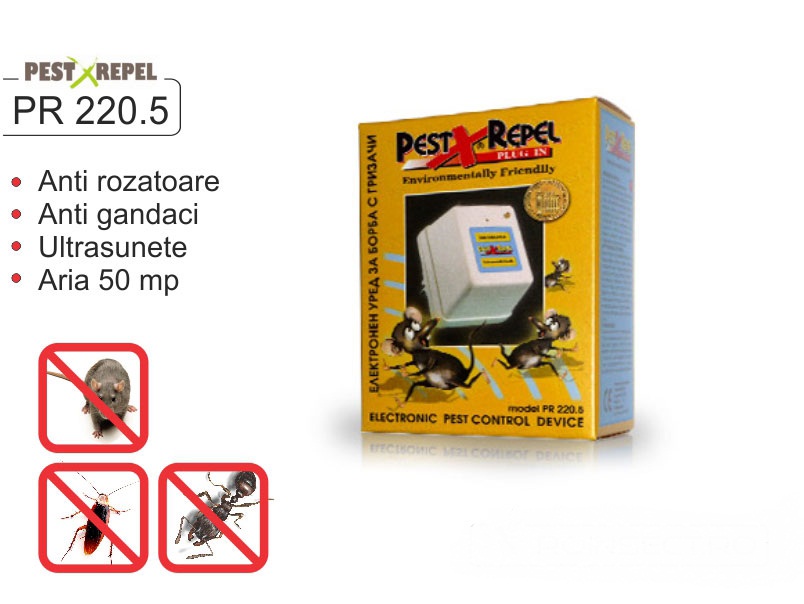 Aparat anti gandaci si anti soareci cu ultrasunete - PR220.5 - 50 mp  